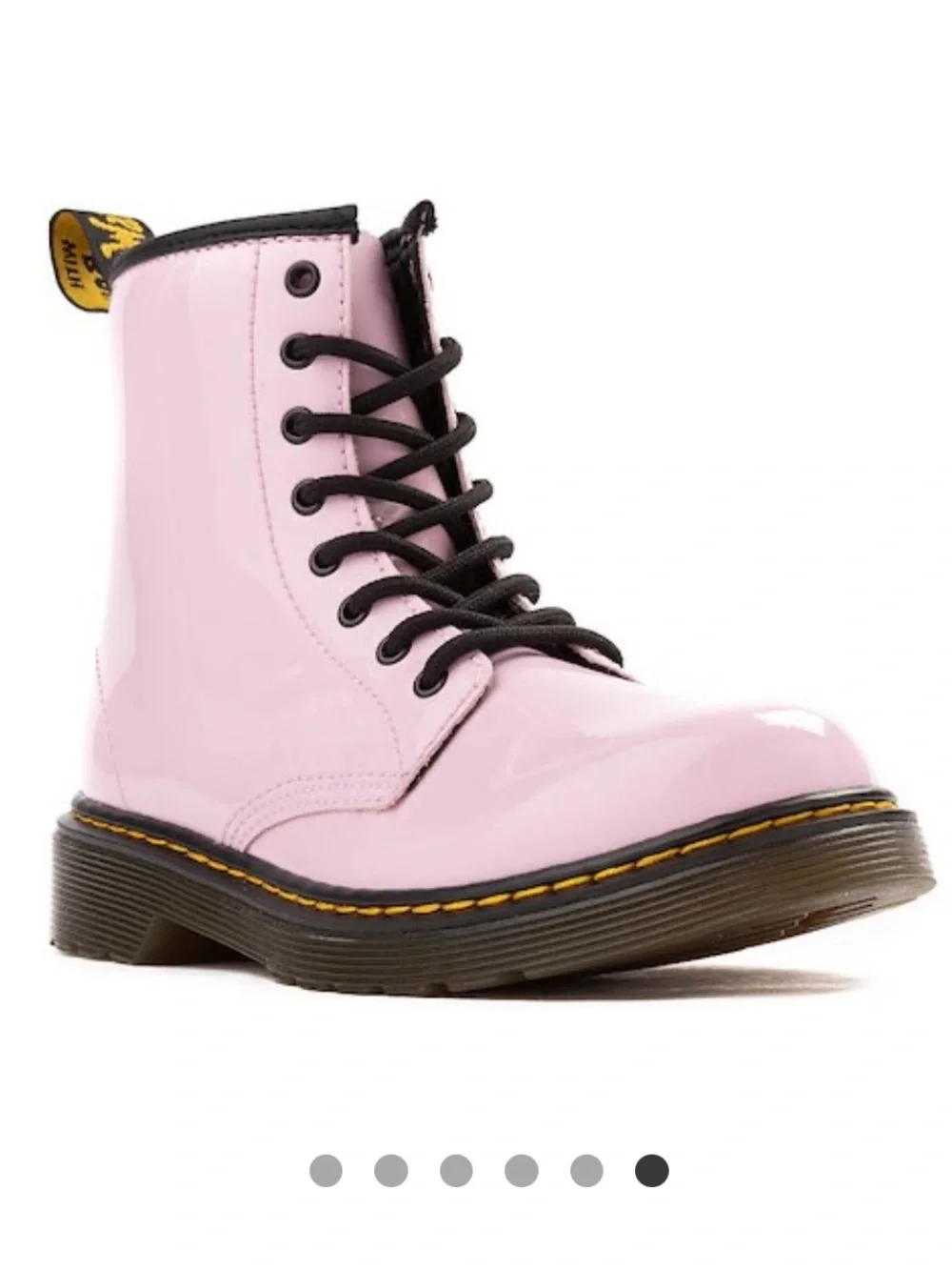 Dr. Martens Kids 1460 Patent Leather Lace Up Boots Pale Pink Size 2